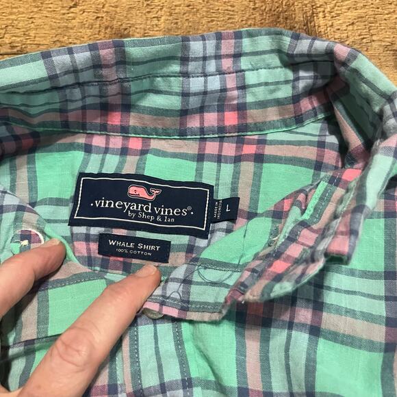 Vineyard Vines Shep & Ian | Classic Men's Whale Shirt Plaid Button Down Sz L - Picture 5 of 5